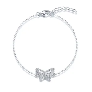 Sterling Silver Butterfly CZ Bracelet